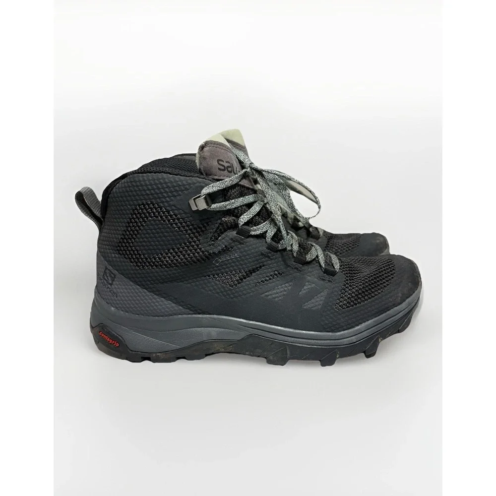 Salomon Outline High Top Hiking Boot Shoes Contagrip 404844 Gray Women 7 Goretex